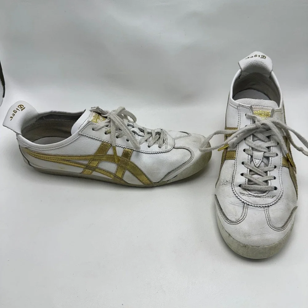 Onitsuka Tiger Mexico 66 White Gold Leather Sneakers 1183A499 Mens 8 Womens 9.5